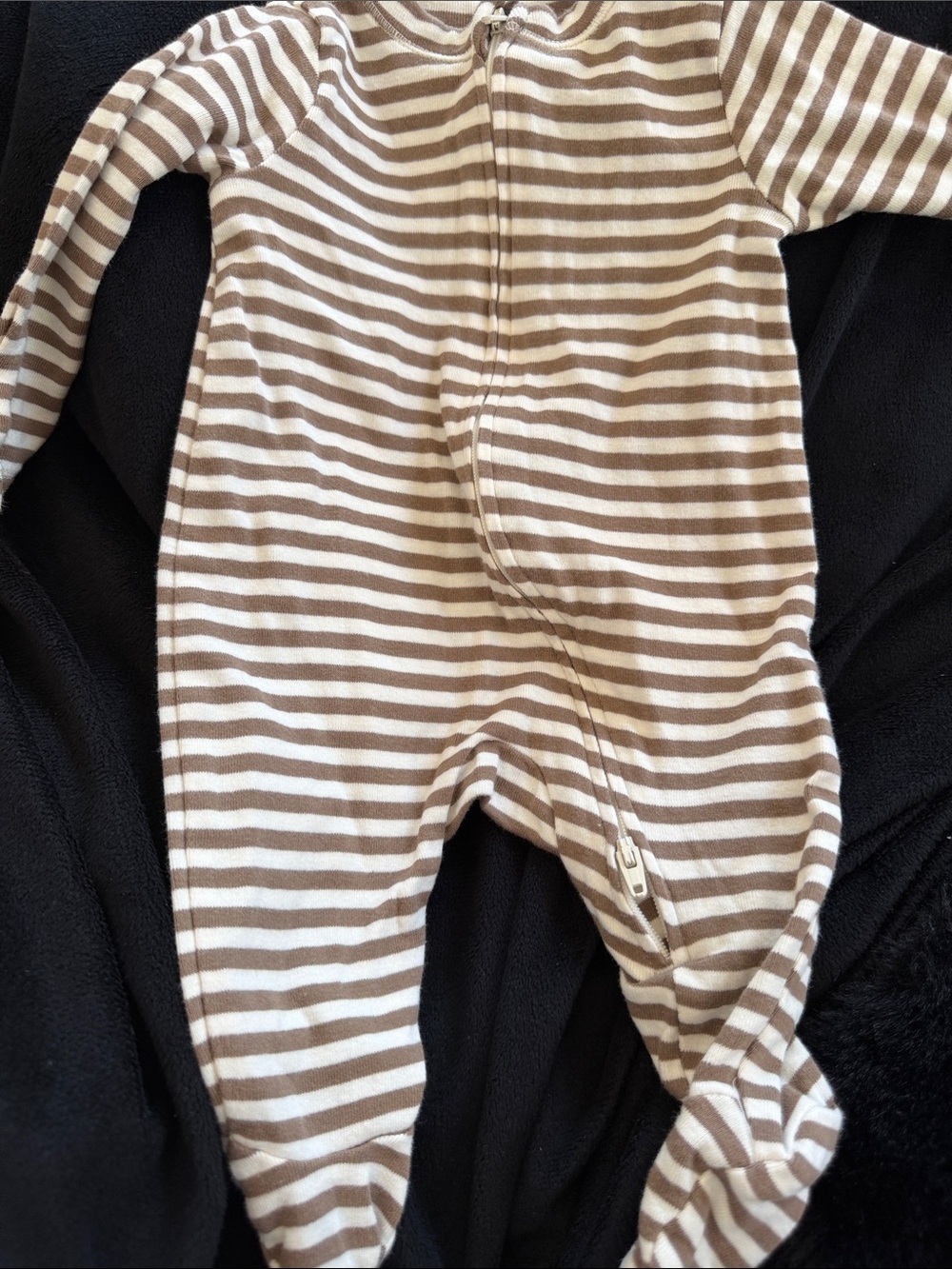 Old Navy Striped Brown and White Baby One-Piece Footed Pajamas